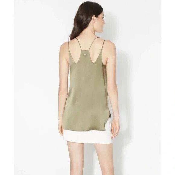 NWT's Halston Heritage Sleeveless Satin Cami Top with Back Detail in Moss Small - Picture 2 of 7
